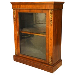 Antique French Victorian Walnut Display Cabinet