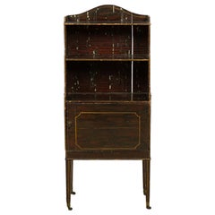 English Regency Style Small Dark Wooden Two Shelf and Single Cabinet Etagere
