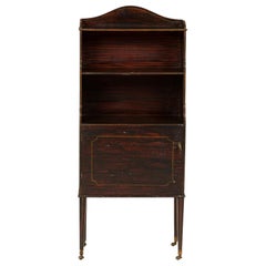 English Regency Small Painted Wooden Two Shelf and Single Cabinet Etagere / Case