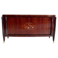 French Art Deco Ebony de Macassar Marquetry and Bronze Mounted Credenza, J Leleu