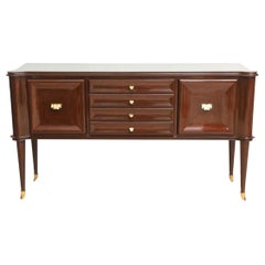 Buffet ou buffet moderne italien en acajou, laiton et verre, Paolo Buffa