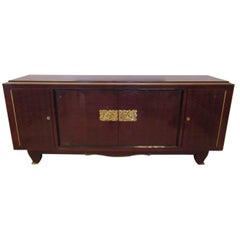 Fine Art Deco Mahogany and Bronze Mounted Credenza, Attributed to Jules Leleu