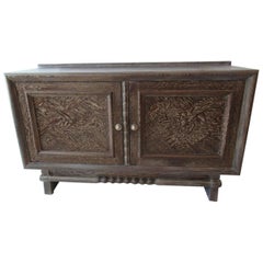 French Modern Cerused Oak Two-Door Credenza, Jean Charles Moreux