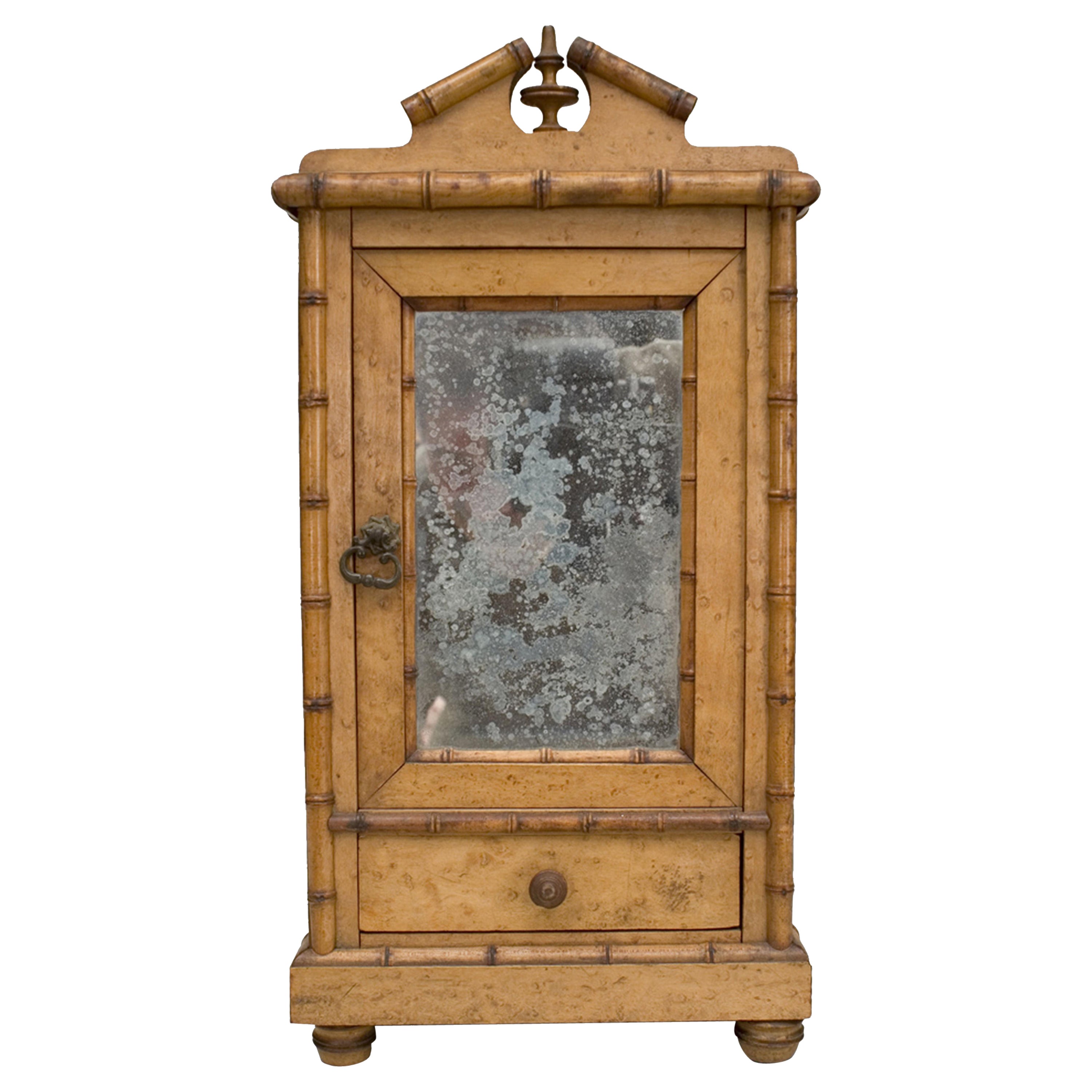 French Faux Bamboo Miniature Armoire
