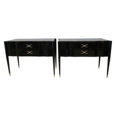 Pair of Paul Frankl Ebonised Two-Drawer Commodes/Consoles