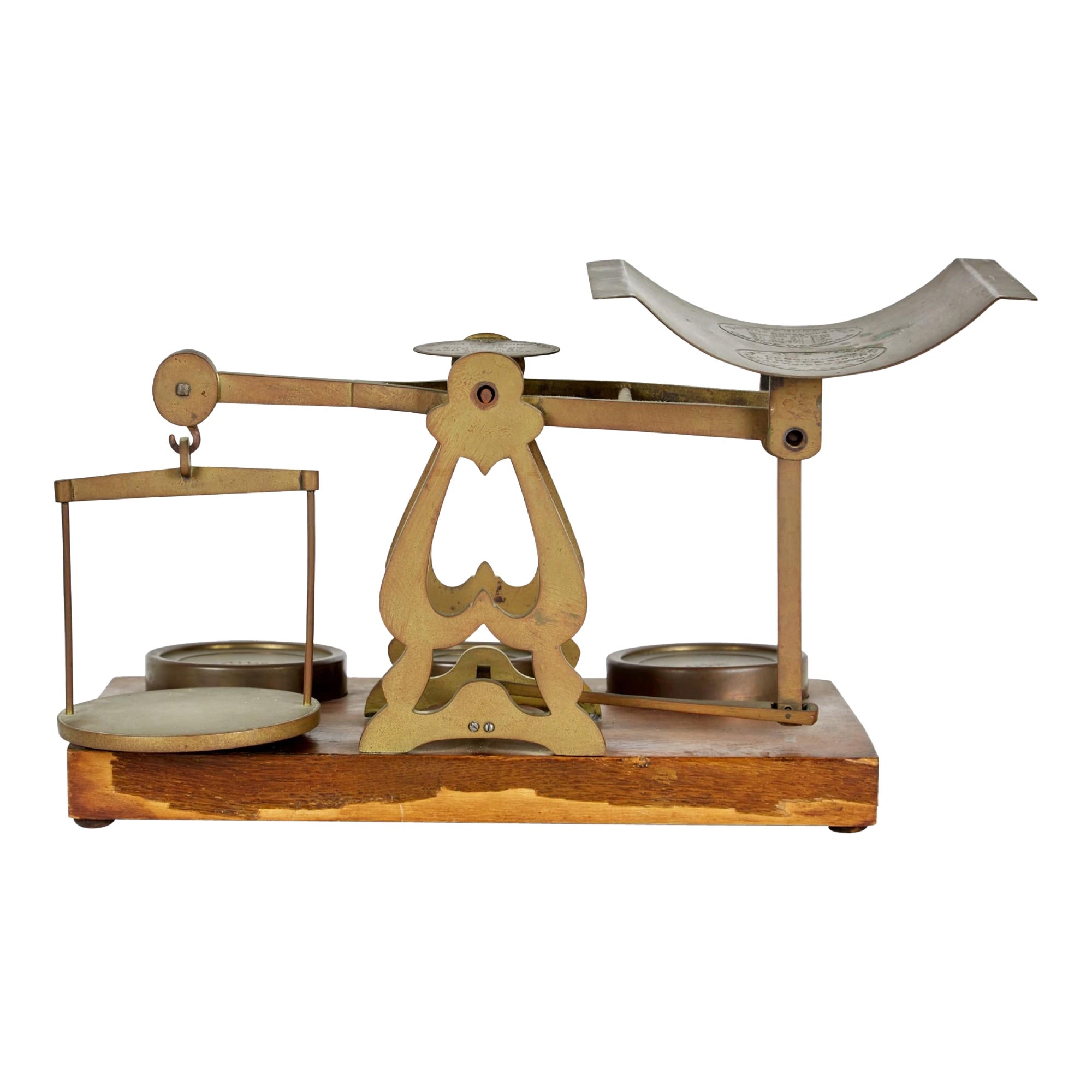 Antique English Wood and Brass Postal Scale For Sale at 1stDibs