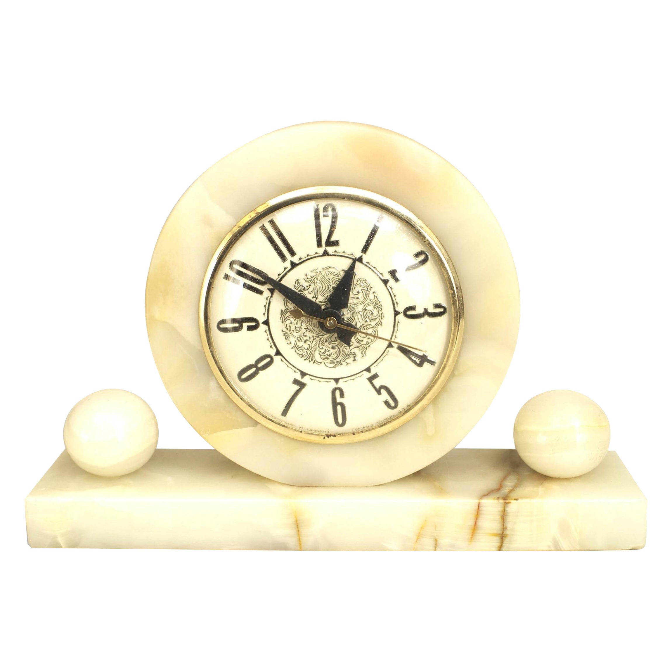 American Art Deco Onyx Table Clock