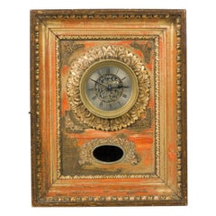 Reloj de Pared Victoriano Francés Dorado y Pintado