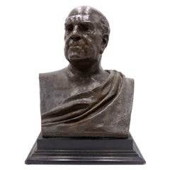 Buste d'homme en bronze néo-classique à toge