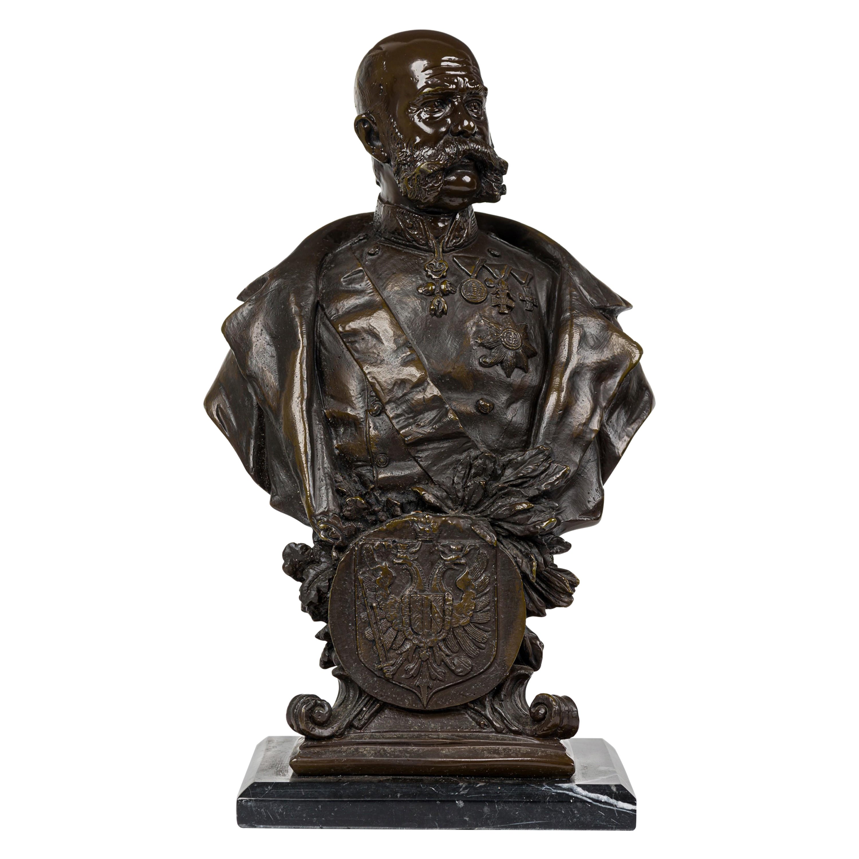 Continental Bronze Bust of a Mustachioed Dignitary / Military Officer