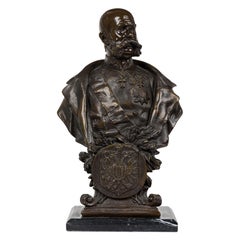 Continental Bronze Bust of a Mustachioed Dignitary / Military Officer