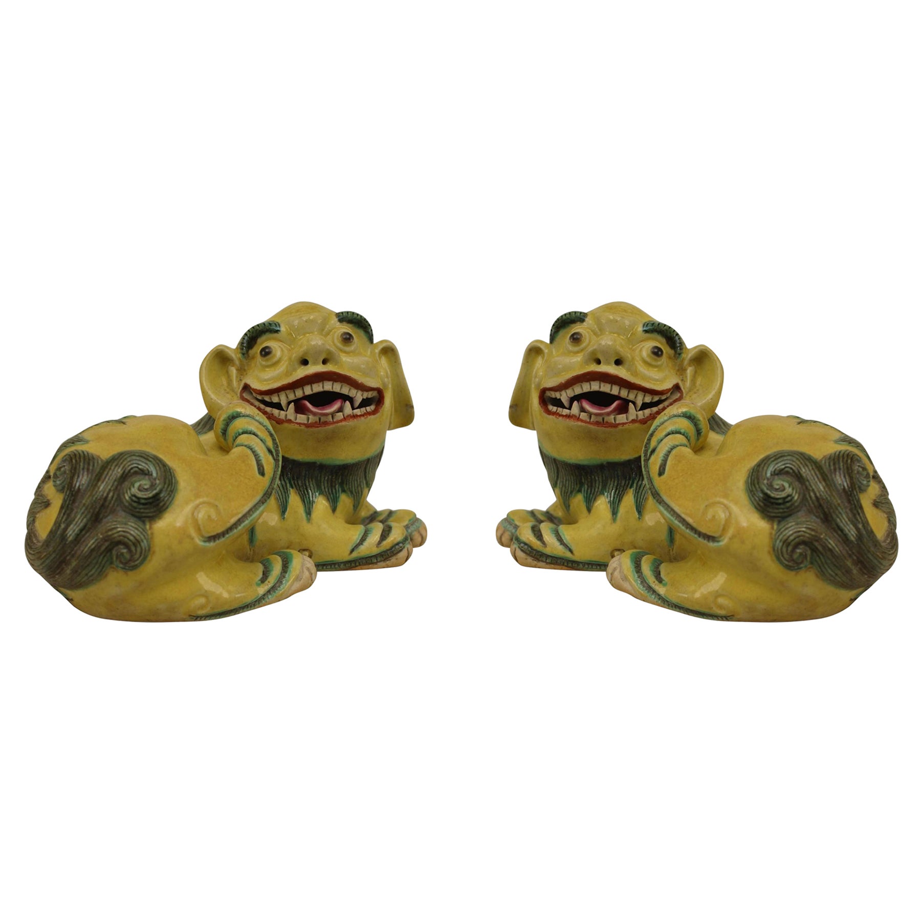 Pair of Chinese Porcelain Foo Dogs