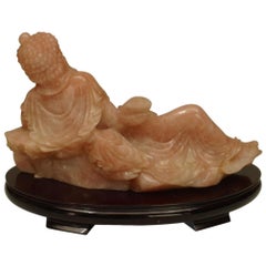Chinese Rose Quartz Reclining Lady
