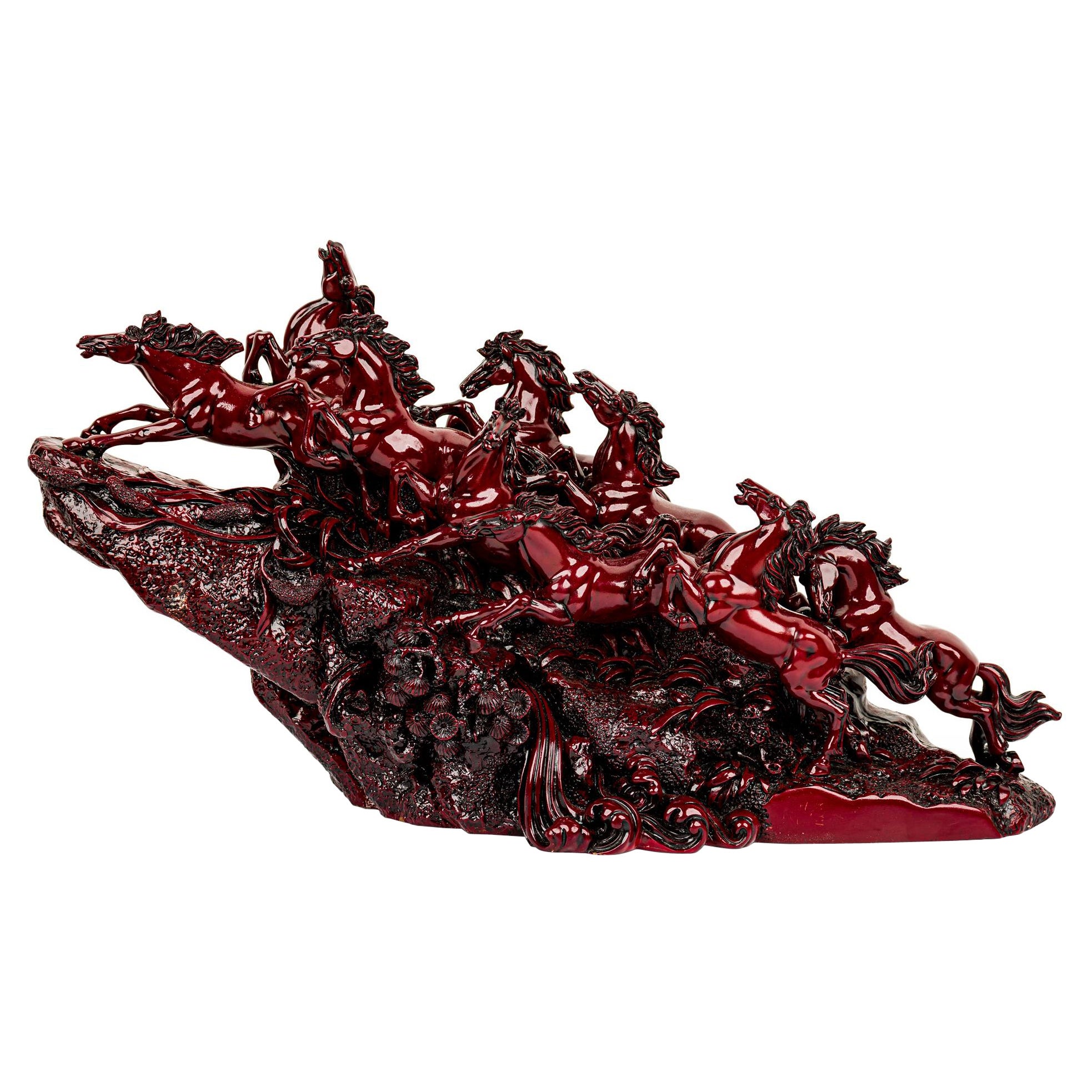 Représentation sculptée contemporaine de chevaux au galop en vente