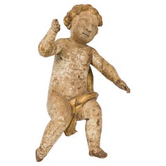 Statue italienne néoclassique en bois de Cupidon