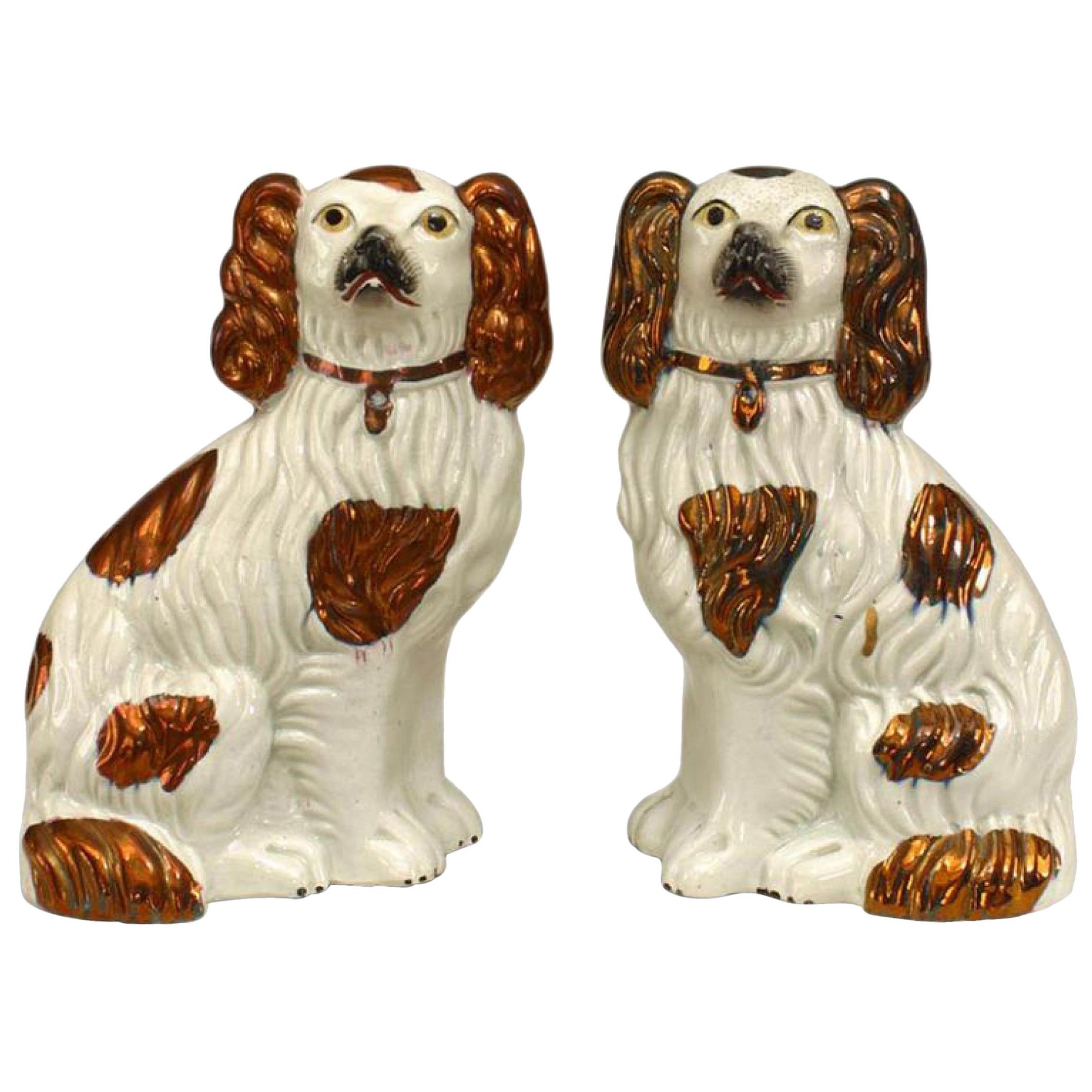 Pair of Porcelain and Copper Staffordshire Dogs
