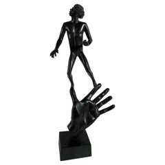 Carl Milles Swedish Art Deco Bronze Figure, titled "The Hand of God"