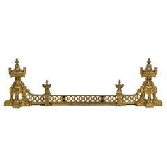 Antique French Victorian Style Gilt Bronze Fire Fender