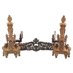 Paar französische Directoire-Bronze-Andirons