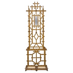 French Victorian Painted Cast Iron Faux Bamboo Standing Hatrack / Umbrella Stand