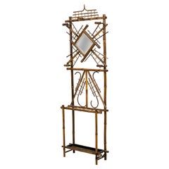 Porte-chapeaux / Umbrella Stand en bois de bambou avec miroir