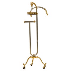 Maison Jansen French Mid-Century Steel and Brass Valet with Ram Head Accents