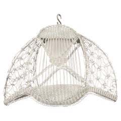 Antique American Victorian White Wicker Chandelier