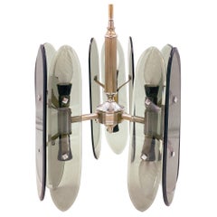 Italian Mid-Century 6-Light Glass Pendant Chandelier