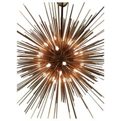 PAIR of Large Italian Mid-Century Brass Sputnik Chandelier