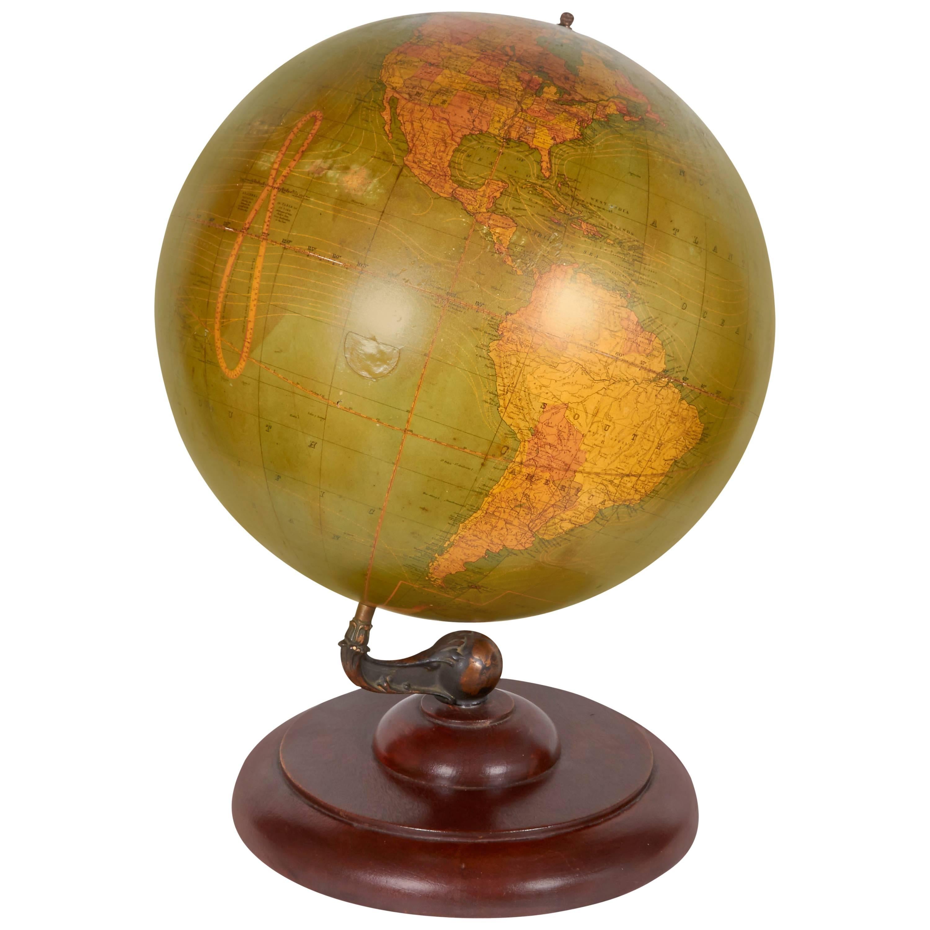 Early 20th Century Terrestrial Globe Printed in Scotland