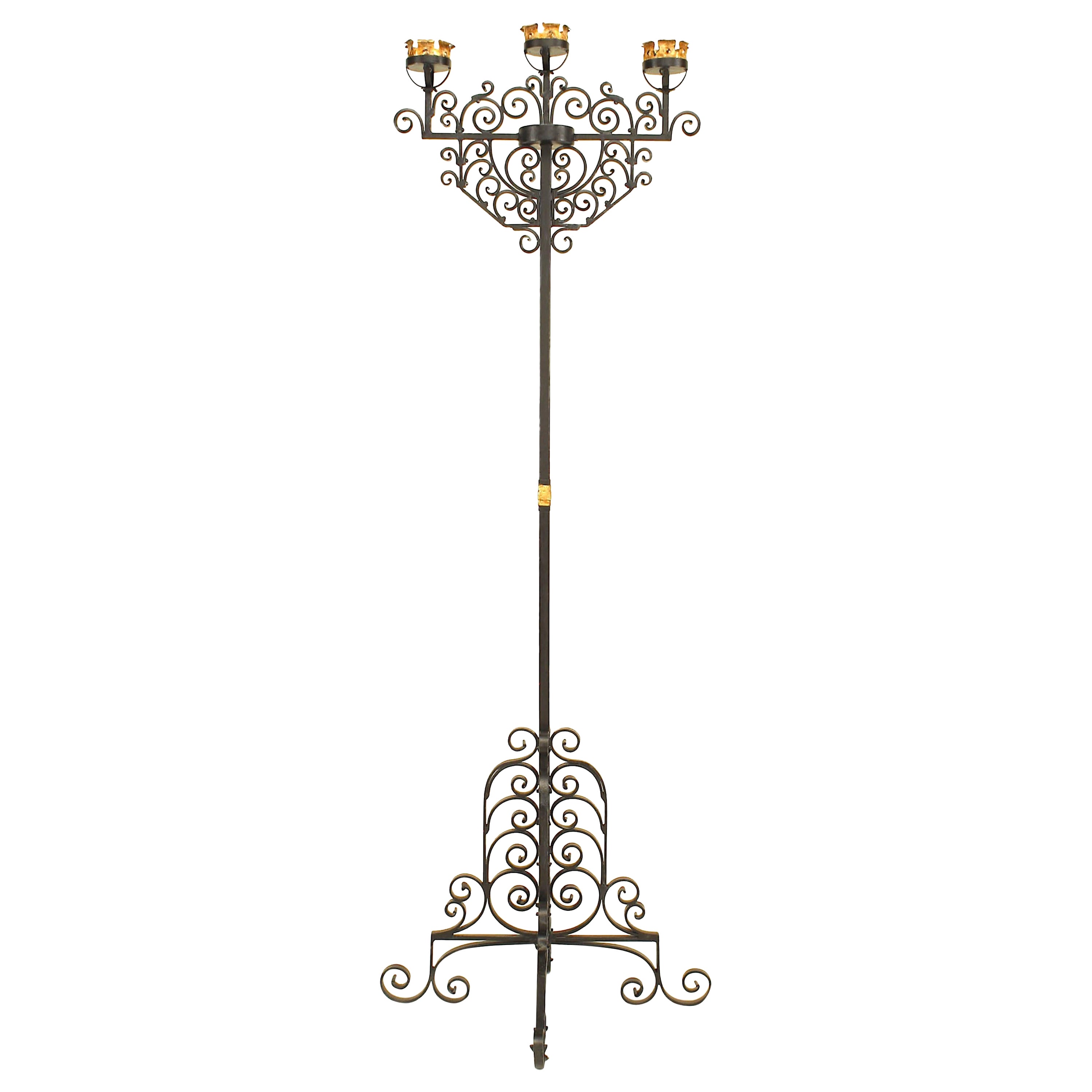 Italienische Renaissance Stil Schmiedeeisen Boden Fackel im Angebot