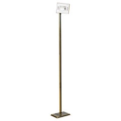 Italian Mid-Century Tall Brass and Black Lacquer Torchiere