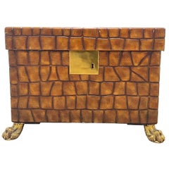 Maitland Smith Leather Claw Foot Trunk Coffee Table