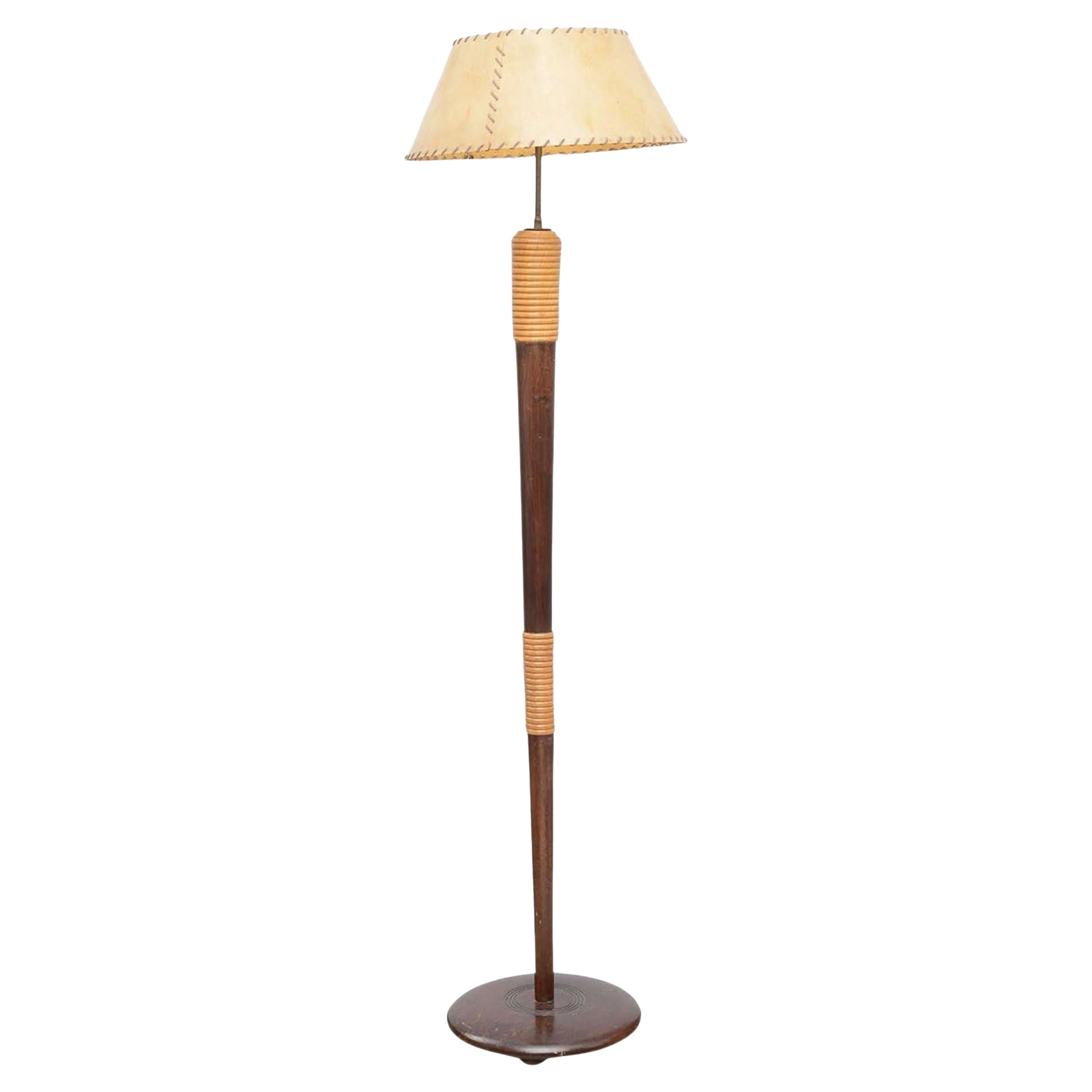 Italian Modern Parchment Shade Floor Lamp, Borsani, 1960s