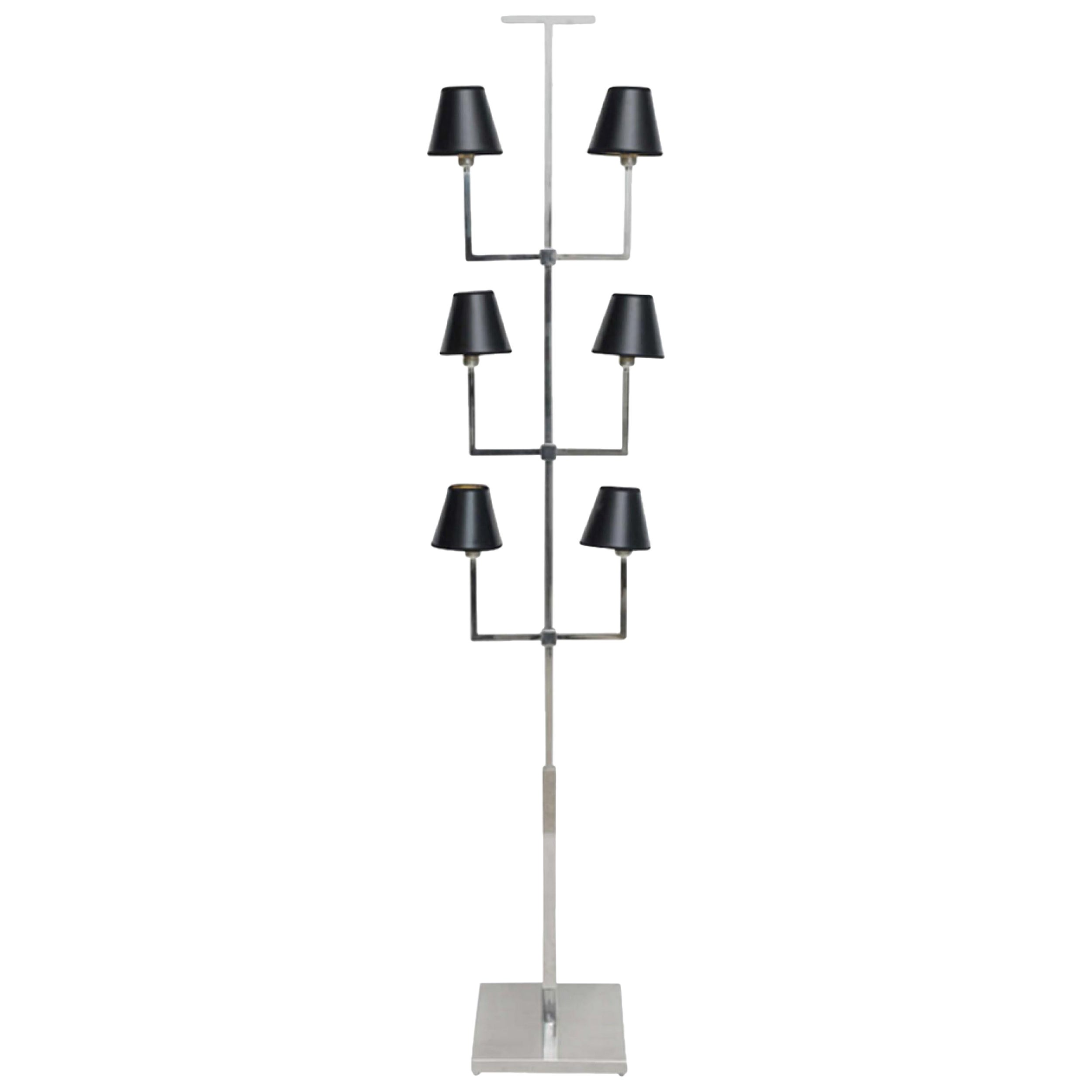 American Modern Chrome Six Light Floor Lamp, Tommi Parzinger, 1960s