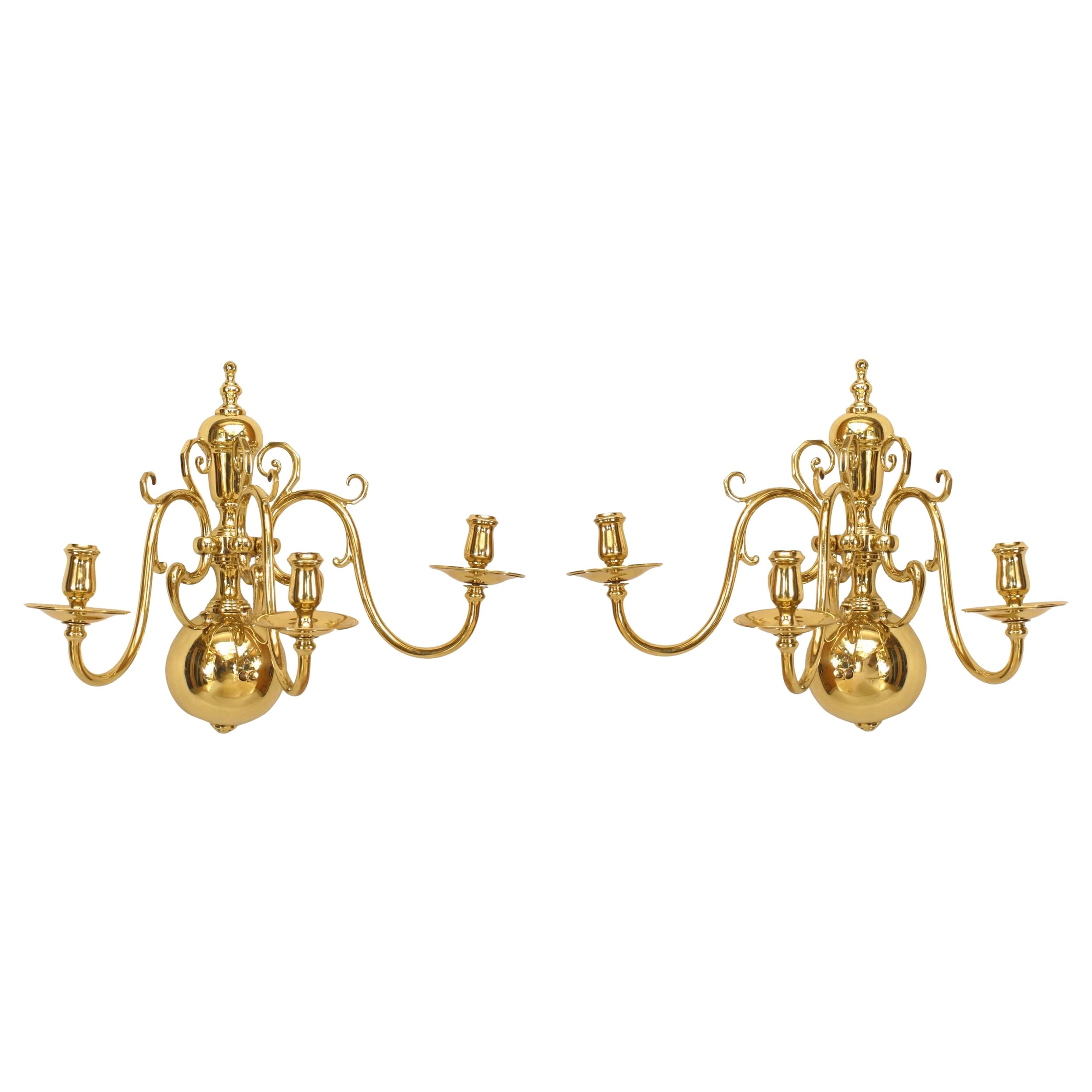 Pair of English Georgian Brass Wall Sconces