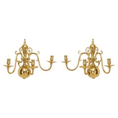 Pair of English Georgian Brass Wall Sconces