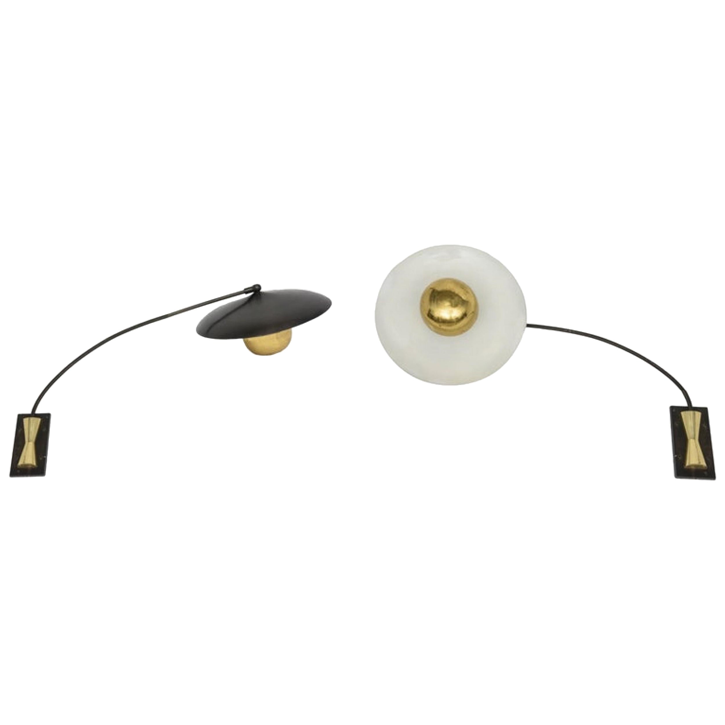 Pair of Monumental Italian Wall Sconces Attributed to Arredoluce, 1950s For Sale