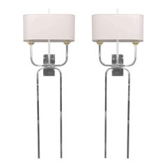 Paar verchromte Wandleuchten, Sconces, Stil von Tommi Parzinger