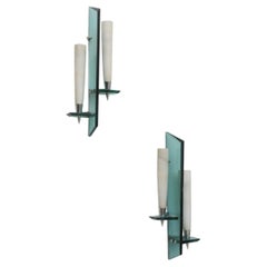 Moderne italienische Wandleuchten, Max Ingrand für Fontana Arte, 1950er Jahre, Paar