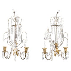 Pair of Russian Neo-Classic Two Arm Brass and Crystal Sconces