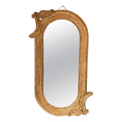 Miroir palmier en rotin de Vivai Del Sud. Italie, 1970