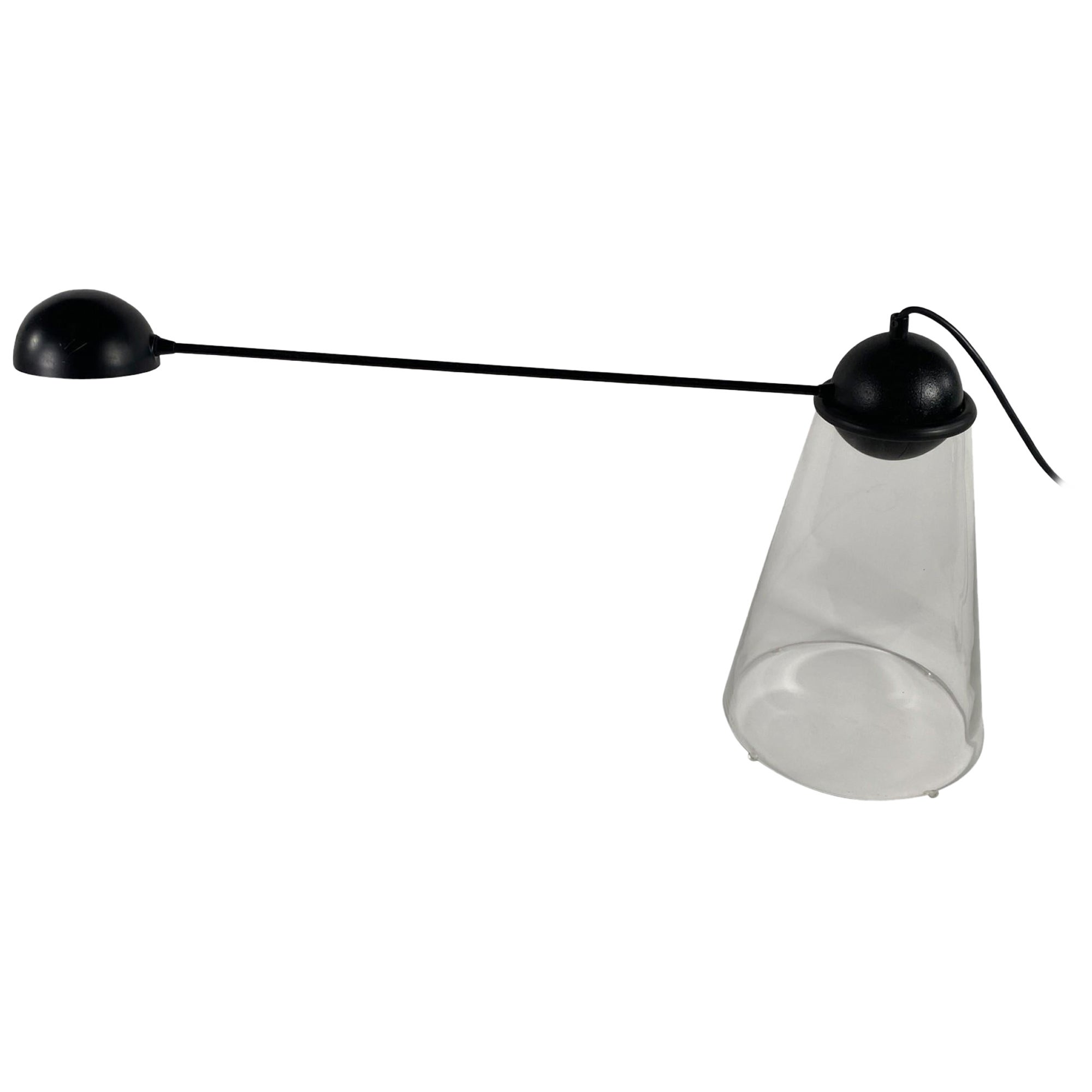 Italian Mid-Century Glass Cone Desk Lamp