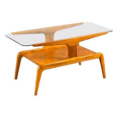 Mesa de centro escultural de nogal de Gio Ponti para Domus Nova, Italia, años 50