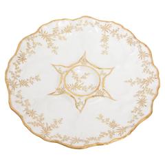 Oyster Plate by Limoges France, Scalloped Shape and Hand-Painted Gold