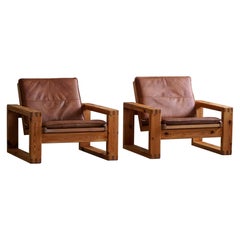 Yngve Ekström, A Pair of Pine Lounge Chairs, Swedese, Mid Century Modern, 1970s