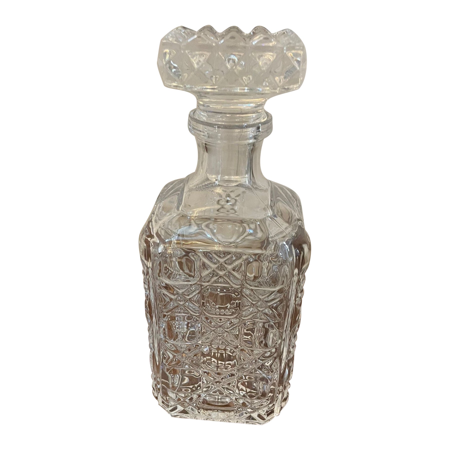Antico decanter in vetro tagliato di qualità edoardiana