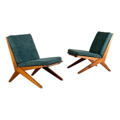 Paar Scherenstühle im Stil von Pierre Jeanneret / Lina Bo Bardi, Frankreich
