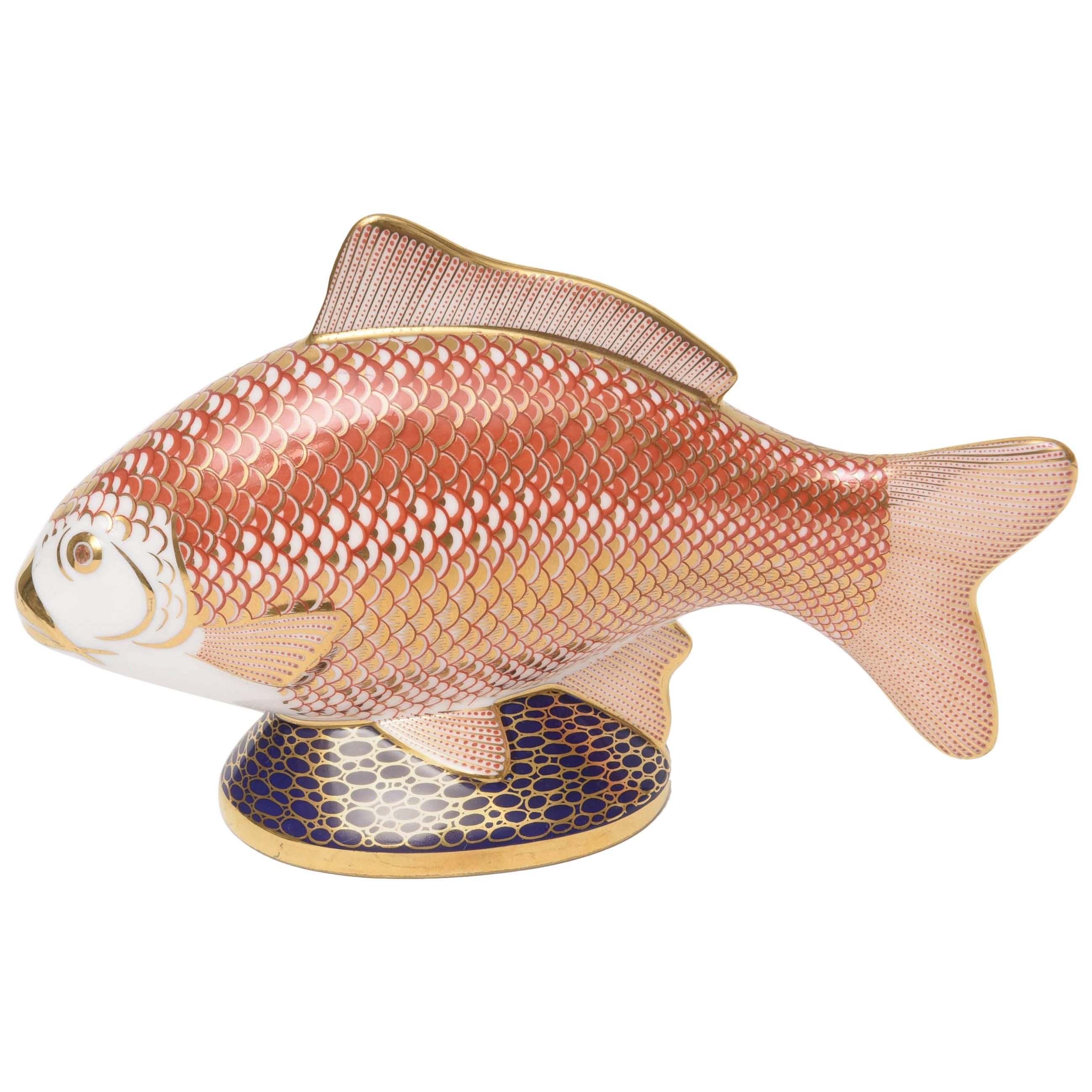 Royal Crown Derby Imari Color Whimsical Fish Paperweight/Table Ornament