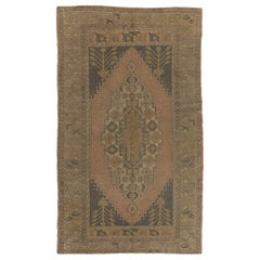 4.2x7 Ft Vintage Oriental Accent Rug. Tapis en laine fait à la main de style tribal